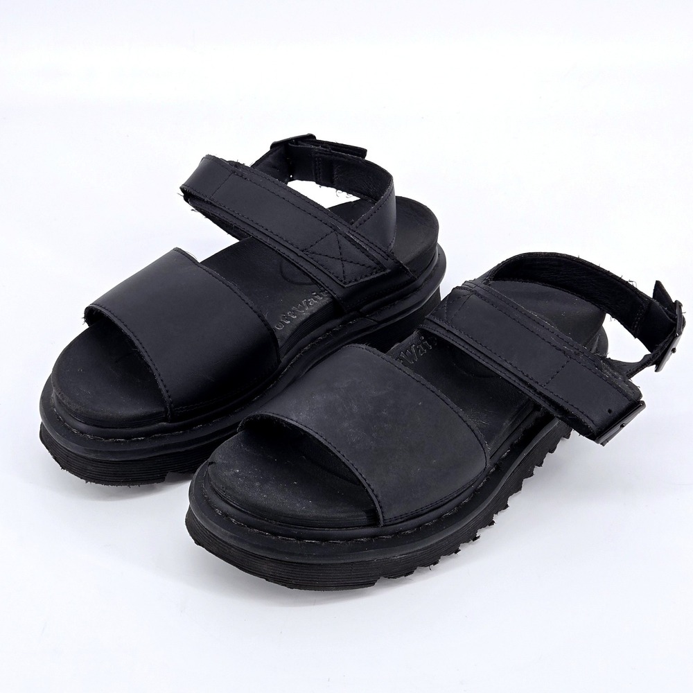 Dr. Martens Voss Black Matte Leather Chunk‎ Platform SoftWair Sandals Women 8